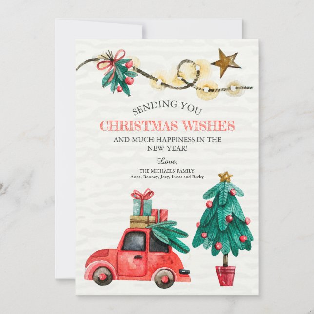 Navidades acuarela Detalles de la tarjeta de vacac (Anverso)