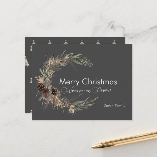 Navidades acuarela postal negra (Anverso/Reverso In Situ)