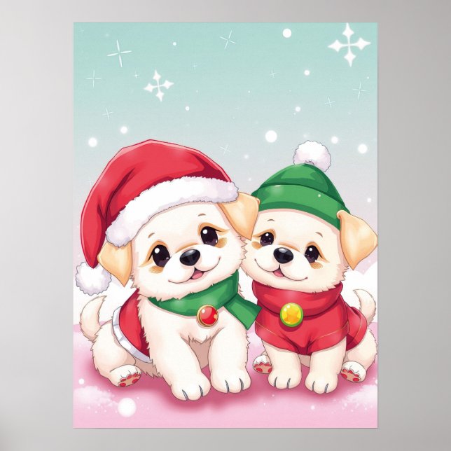 Navidades adorables cachorros en arte de Gorras fe (Frente)