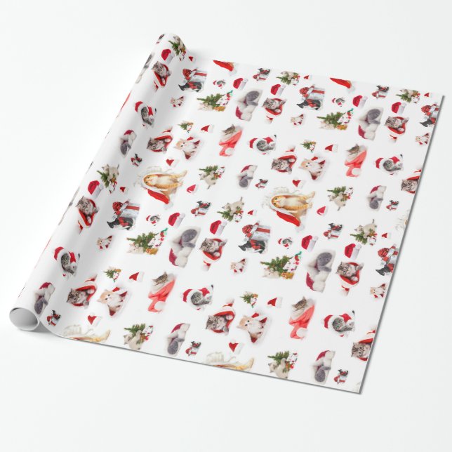 Navidades Adorables Gatitos 2 Papel Envolvente (Desenrollado)