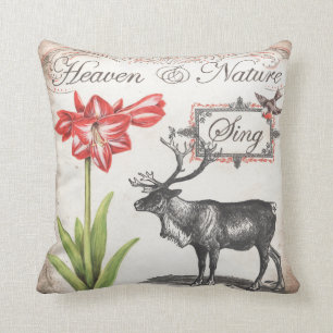 Navidades adorables reno, pájaro, almohada de Ama