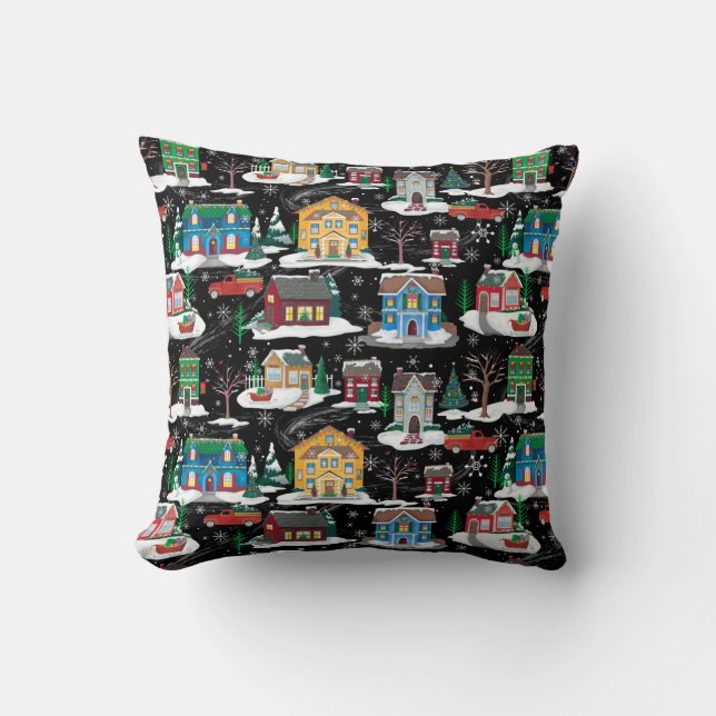 Navidades Aldea Impresión Almohada Vacacional (Anverso)