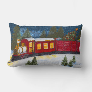 Navidades: almohada de tren rojo vintage mágico
