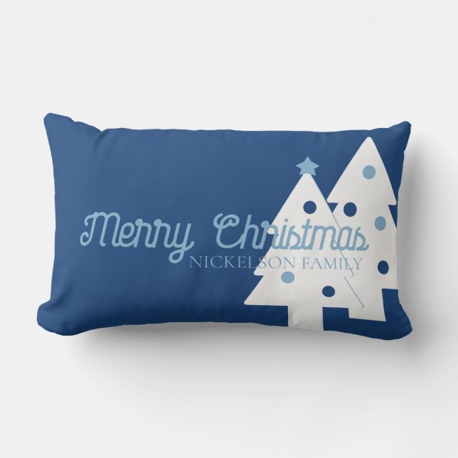 Navidades Almohada lumbar azul y blanca (Anverso)