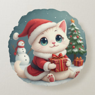 Navidades almohada redonda de gato