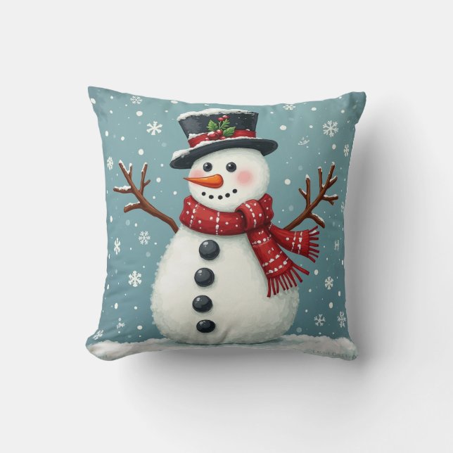 Navidades almohadón de almohada de patrón de nieve (Anverso)
