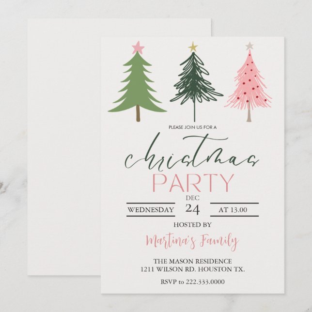 Navidades Almuerzo Invitaciones Navidades Brunch (Anverso / Reverso)