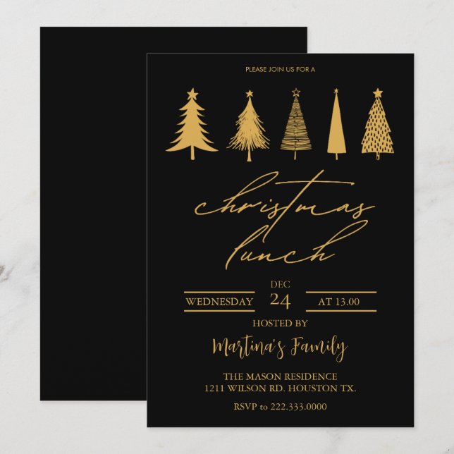 Navidades Almuerzo Invitaciones Navidades Brunch (Anverso / Reverso)