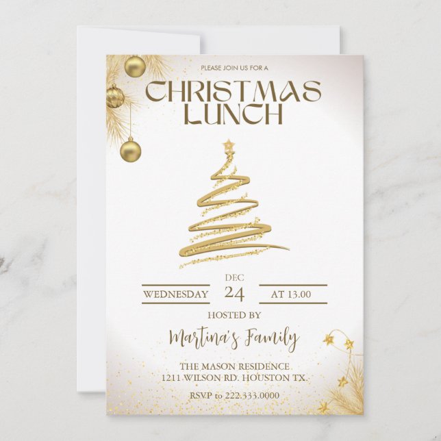 Navidades Almuerzo Invitaciones Navidades Brunch (Anverso)