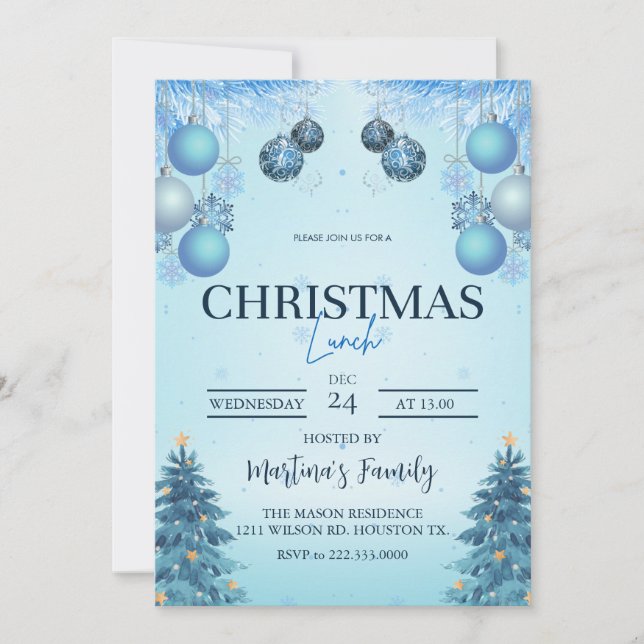 Navidades Almuerzo Invitaciones Navidades Brunch (Anverso)