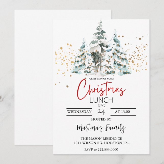 Navidades Almuerzo Invitaciones Navidades Brunch (Anverso / Reverso)