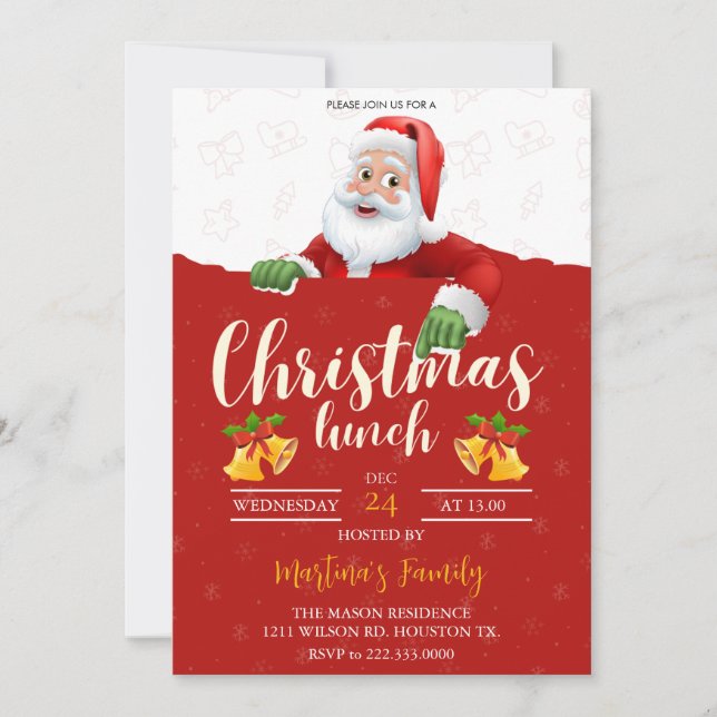 Navidades Almuerzo Invitaciones Navidades Brunch (Anverso)