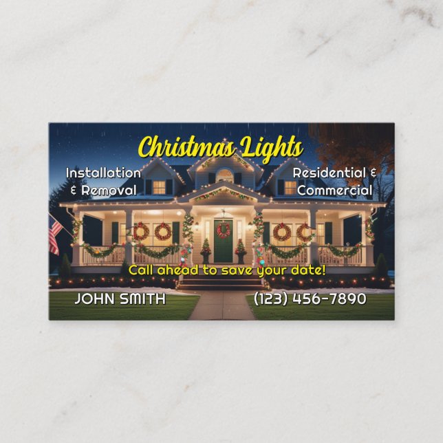 Navidades alumbran tarjetas de visita (Anverso)