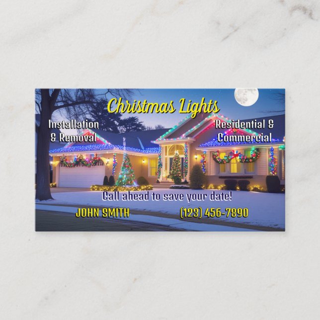 Navidades alumbran tarjetas de visita (Anverso)