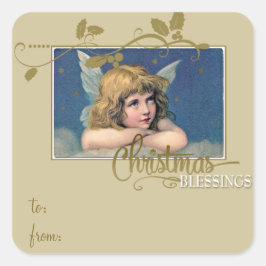 Navidades Angel Blessing Gift Etiqueta a/desde