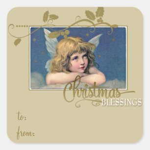 Navidades Angel Blessing Gift Etiqueta a/desde