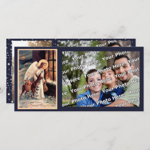 Navidades Angel con tarjeta fotográfica de ciervo
