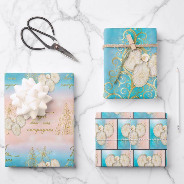 Navidades Angel envolver papel de hoja plana set d (Anverso)