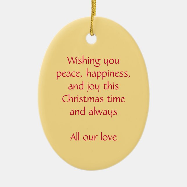 Navidades angel paz, alegría ornamento rojo (Frente)