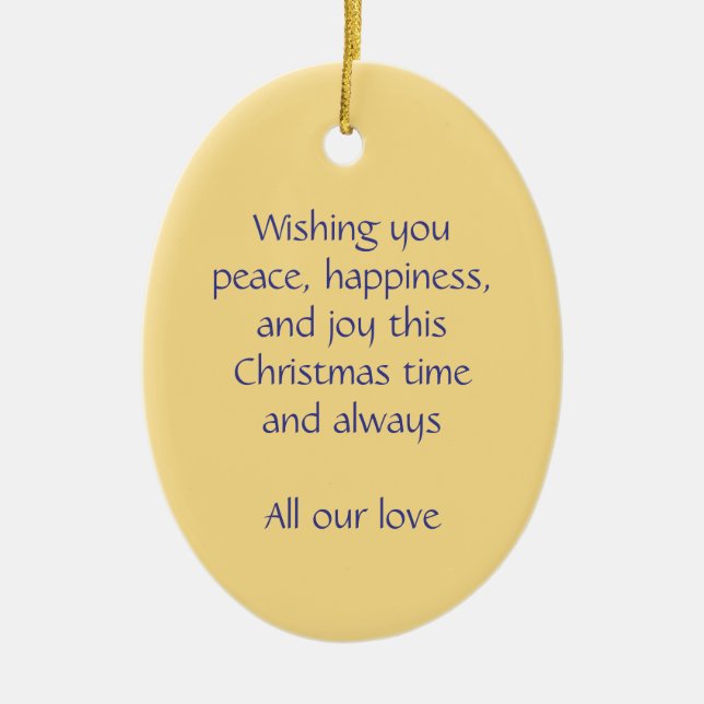 Navidades angel paz, felicidad y alegría ornamento (Frente)