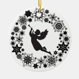 Navidades Angel Silhouette Ornamento cerámico