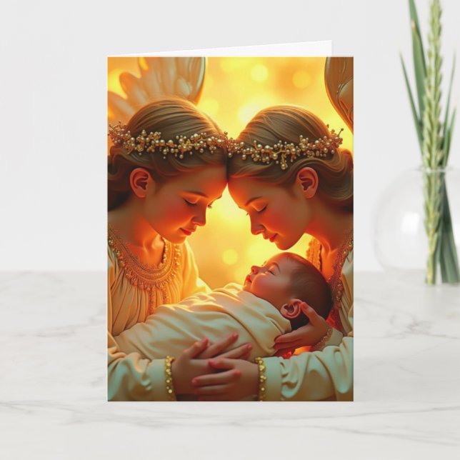 Navidades Ángeles y Jesús doblaron tarjeta de feli (Anverso)