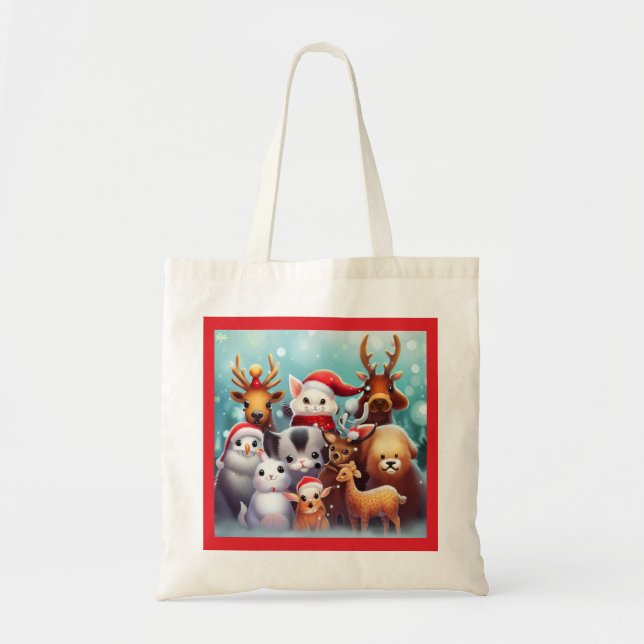 Navidades Animales 2 Bolsa Tote (Frente)