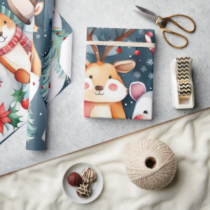 Navidades animales Papel envuelto Santa Claus