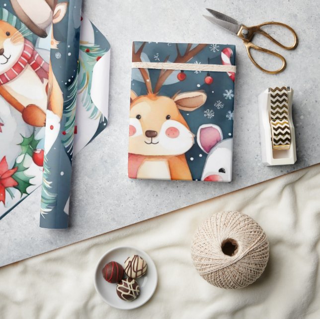 Navidades animales Papel envuelto Santa Claus (Artesanía)