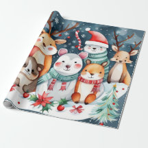 Navidades animales Papel envuelto Santa Claus
