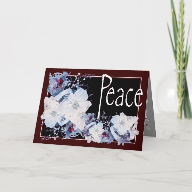 Navidades, Año Nuevo, Vacaciones - Tarjeta Poinset (Anverso)