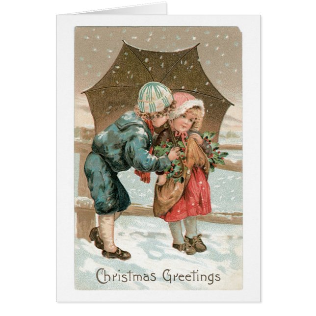 Navidades anticuados, niño y Chica (Frente)