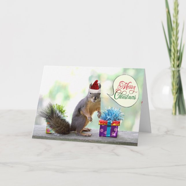 Navidades ardilla con regalos de Navidad (Anverso)