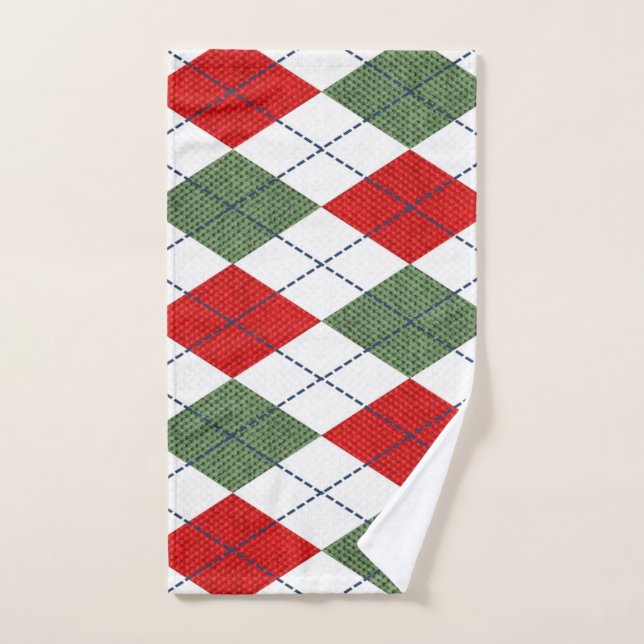 Navidades Argyle en colores festivos (Toalla de mano)
