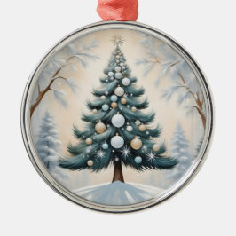 Navidades Art Deco Pine Tree Oro Ornamentos Blanco
