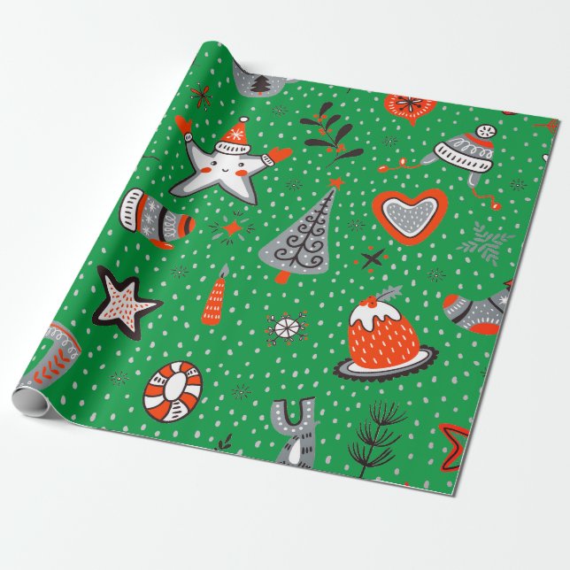 NAVIDADES ARTE VERDE DE DOODLE DE PAPEL (Desenrollado)