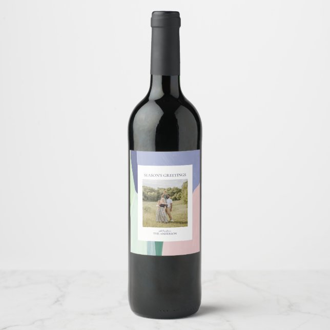Navidades artísticos Etiqueta de vino de regalo de (Anverso)