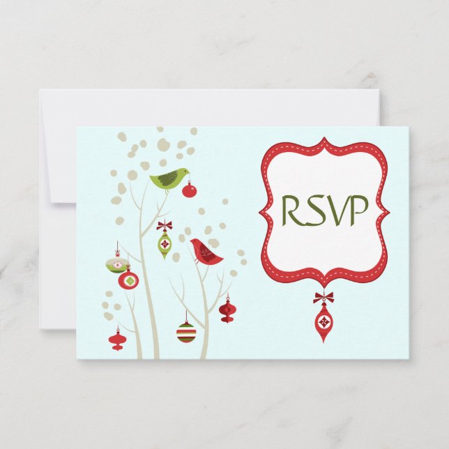 Navidades Aves de Invierno Boda Tarjetas RSVP (Anverso)