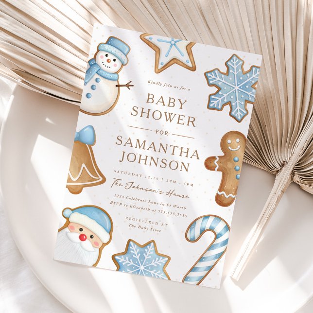 Navidades azules cookie invitaciones a Baby Shower (Subido por el creador)