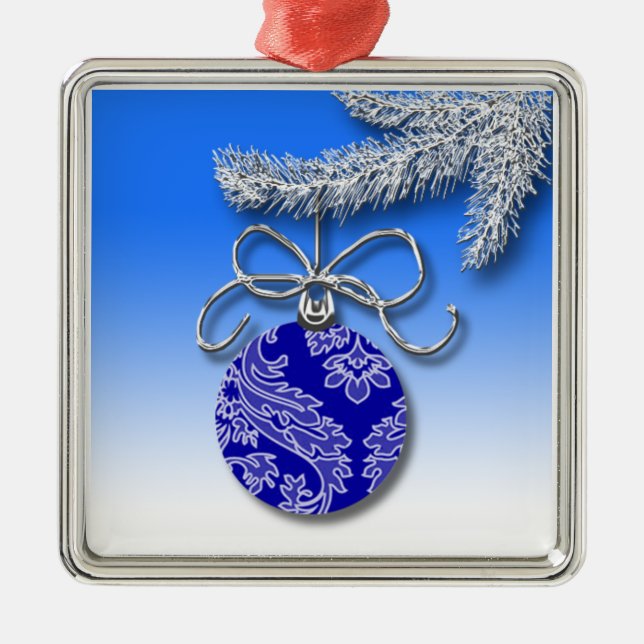 Navidades azules Decoración Rama de árbol evergree (Frente)