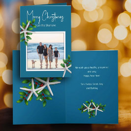 Navidades azules del mar Mensajes de foto Tarjetas