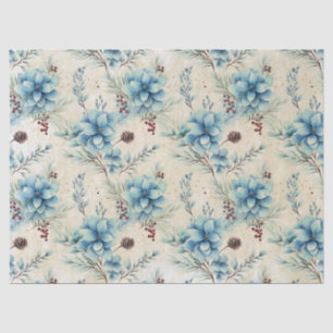 Navidades azules Flores Papel de tejidos