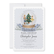 Navidades azules Niño desnudo ducha de bebé invita