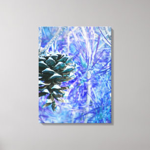 Navidades azules Pinecone - Lienzo envuelto