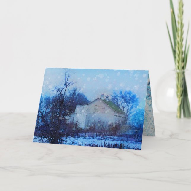 "Navidades azules", tarjetas de Navidades, granjas (Anverso)