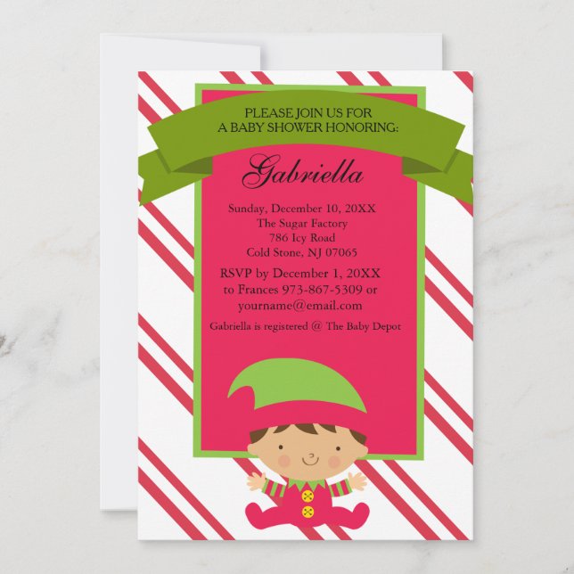 Navidades Baby Boy Elf - Invitación a Baby Shower (Anverso)