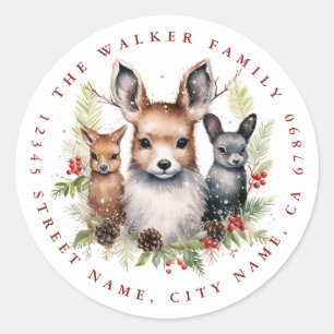 Navidades Baby Deer Round Pegatinas