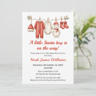 Navidades Baby Shower Boy Invitación de Santa Be