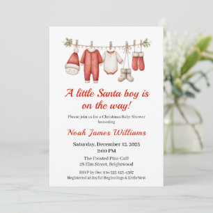Navidades Baby Shower Boy Invitación de Santa Be