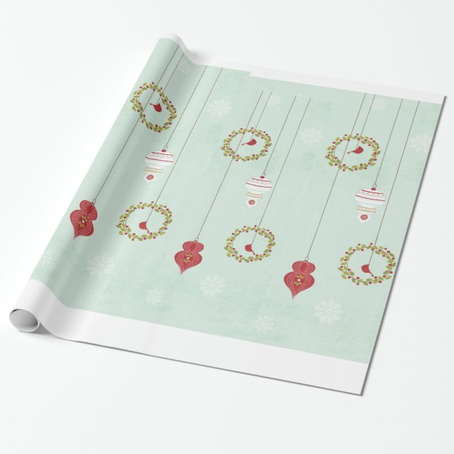 Navidades Bales Holly Ornaments Papel de ajuste (Desenrollado)